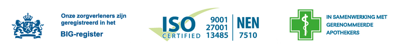 Onze zorgverleners zijn geregistreerd in het BIG-register, ikwilvanmijnsoaaf.be is ISO-gecertificeerd en ikwilvanmijnsoaaf.be werkt samen met gerenommeerde apothekers